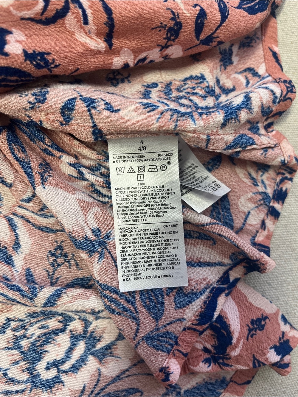 GAP Pink Floral Button Front Dress Pockets Rayon Boho Cottagecore Size 4 - Picture 14 of 16